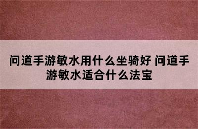 问道手游敏水用什么坐骑好 问道手游敏水适合什么法宝